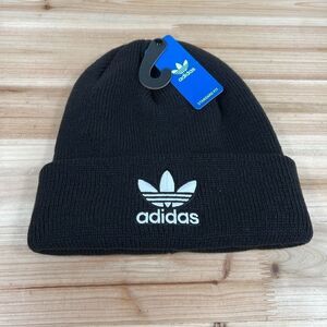 NEW Adidas Originals Trefoil beanie unisex adult black white winter knit hat